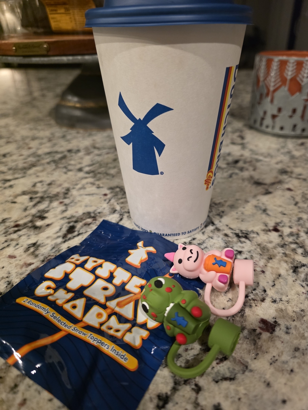 Dutch Bros Pink Straw Topper, Dino & Hippo Set